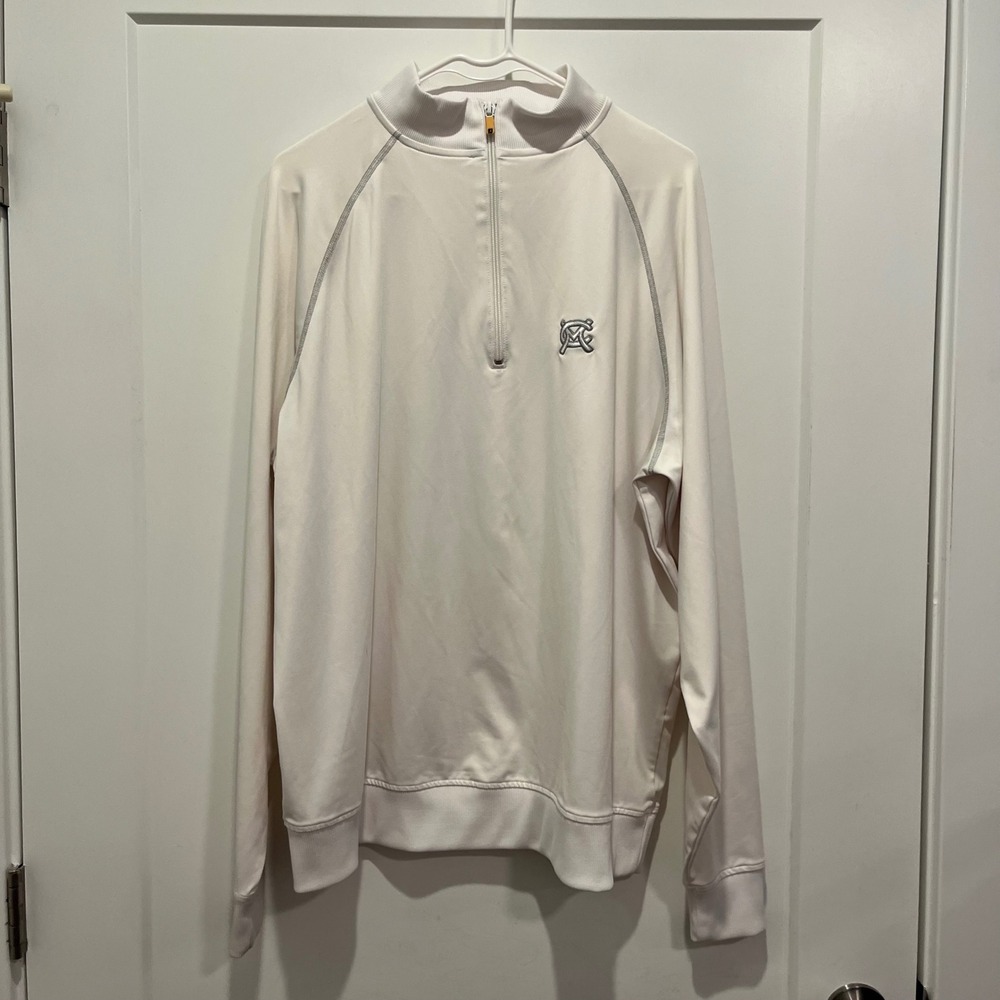 FootJoy Mens Quarter Zip Pullover White Raglan Sleeve Golf Jacket Large